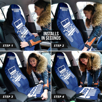 Jeep Offroad Blue White Beach Palms Style Car Seat Covers