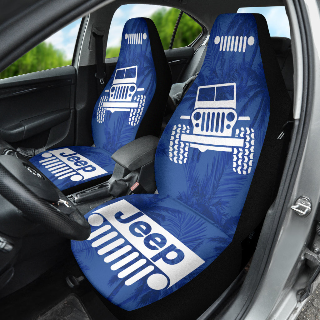 Jeep Offroad Blue White Beach Palms Style Car Seat Covers