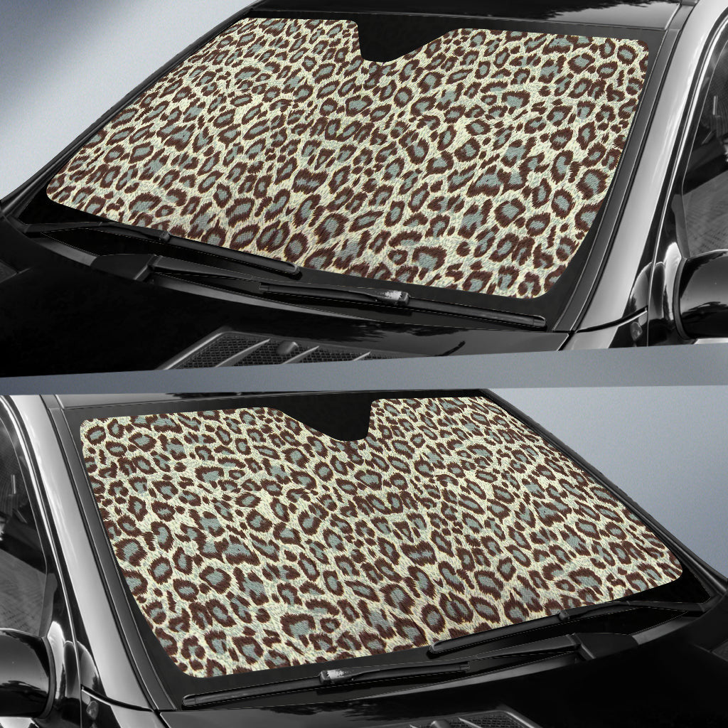 Leopard Gray Skin Car Auto Sun Shades
