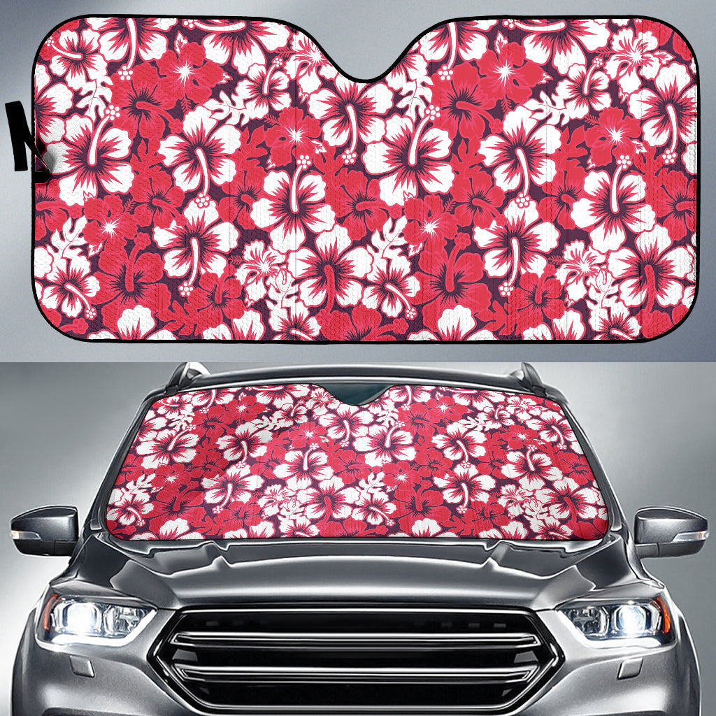 Pink Hibiscus Hawaiian Flower Pattern Car Auto Sun Shades
