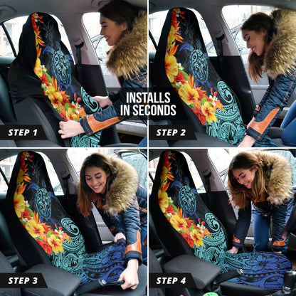 Kanaka Maoli (Hawaiian) Car Seat Covers Sea Turtle Tropical Hibiscus And Plumeria
