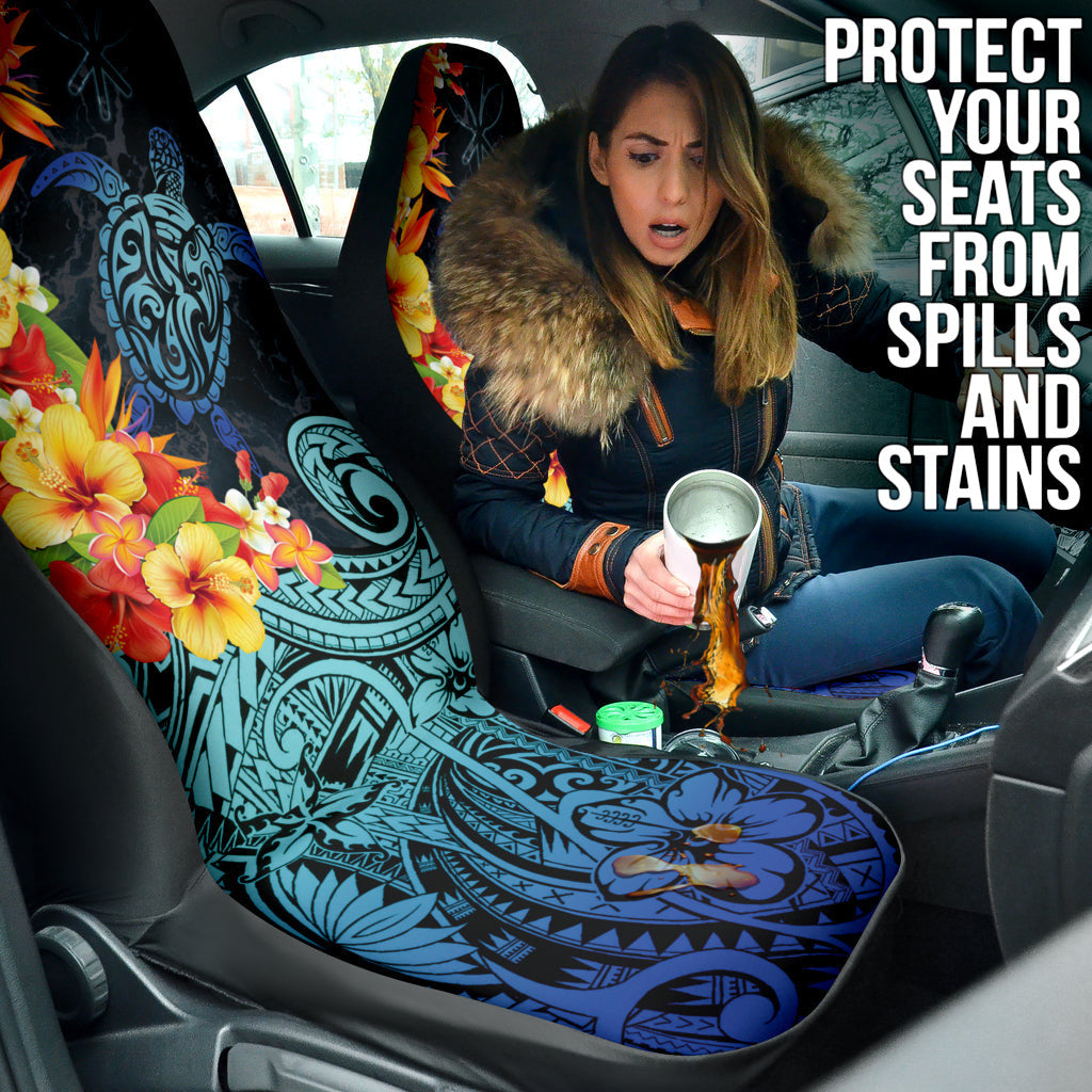 Kanaka Maoli (Hawaiian) Car Seat Covers Sea Turtle Tropical Hibiscus And Plumeria