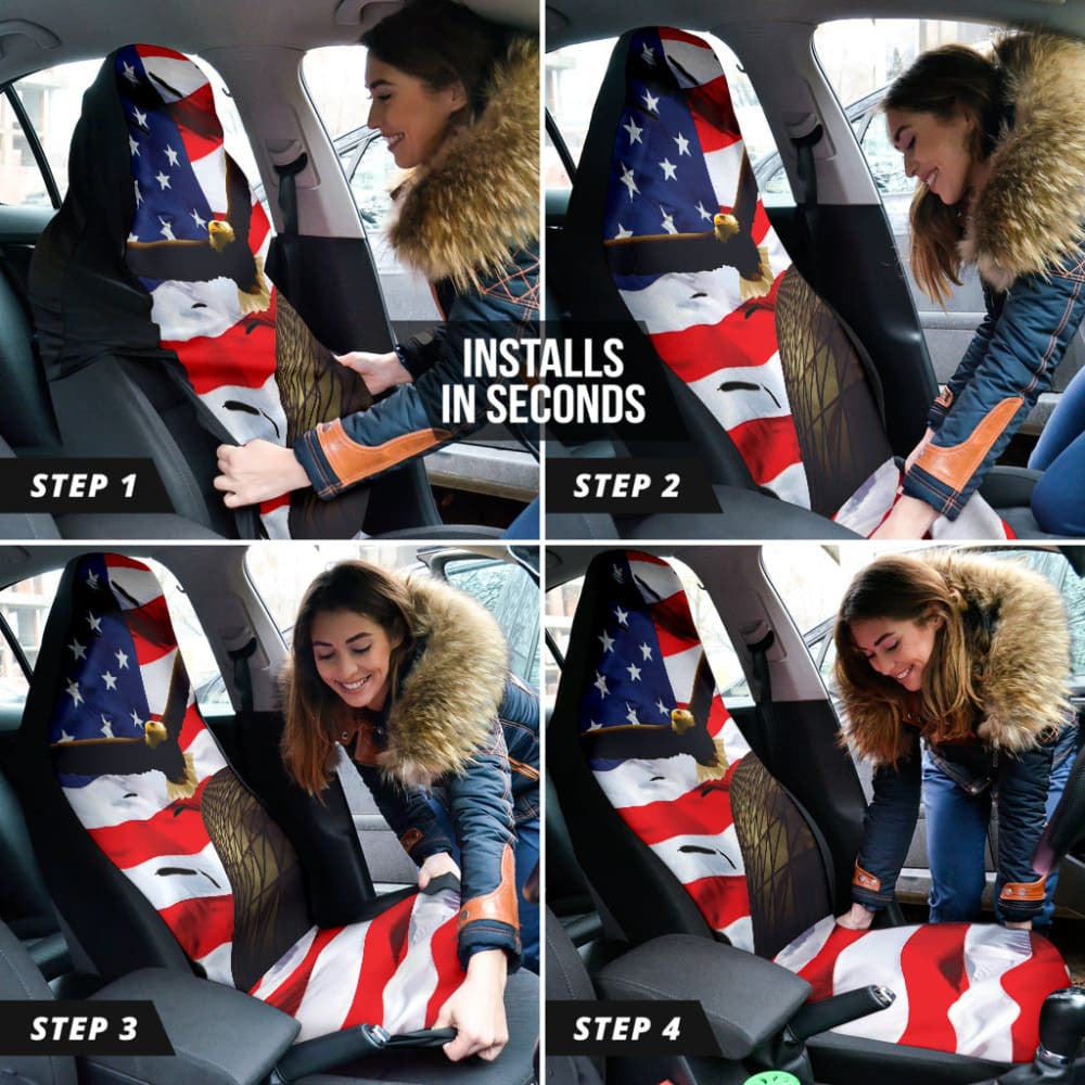 Eagle Fly American Flag Day Car Seat Covers Amazing