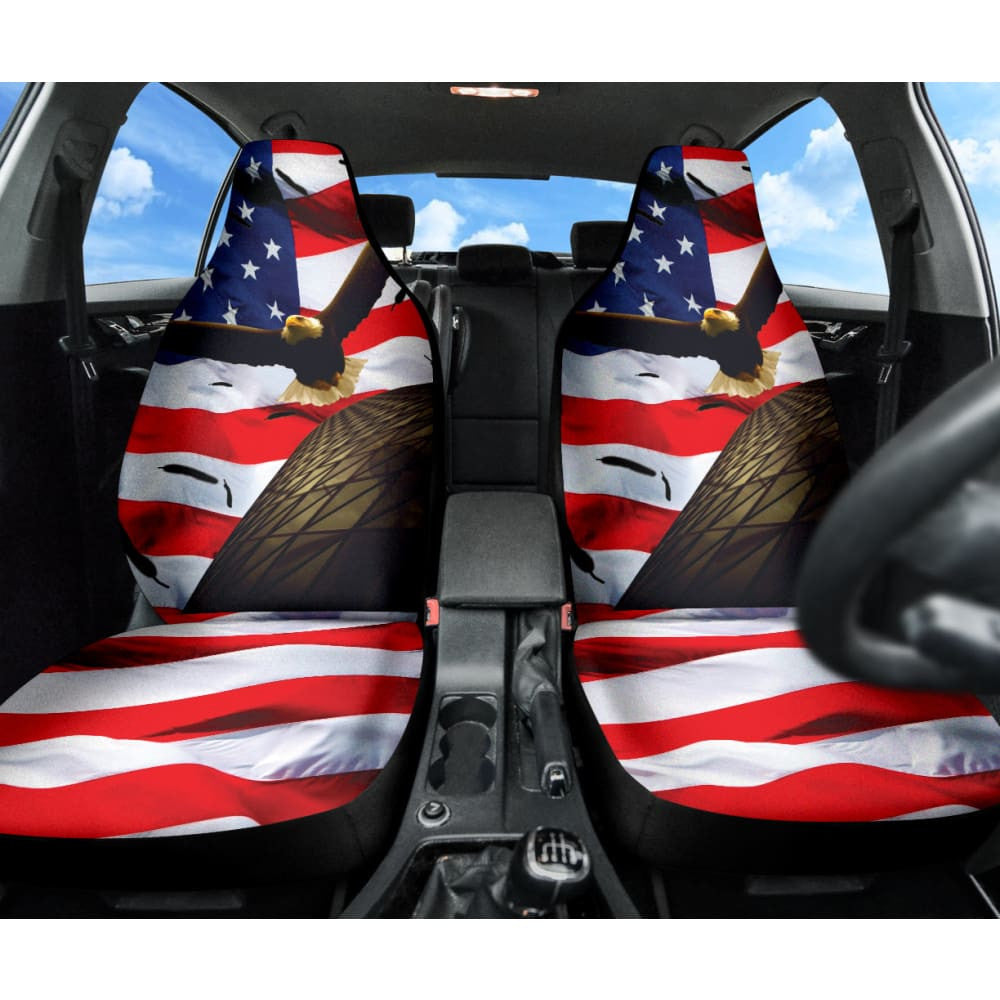 Eagle Fly American Flag Day Car Seat Covers Amazing
