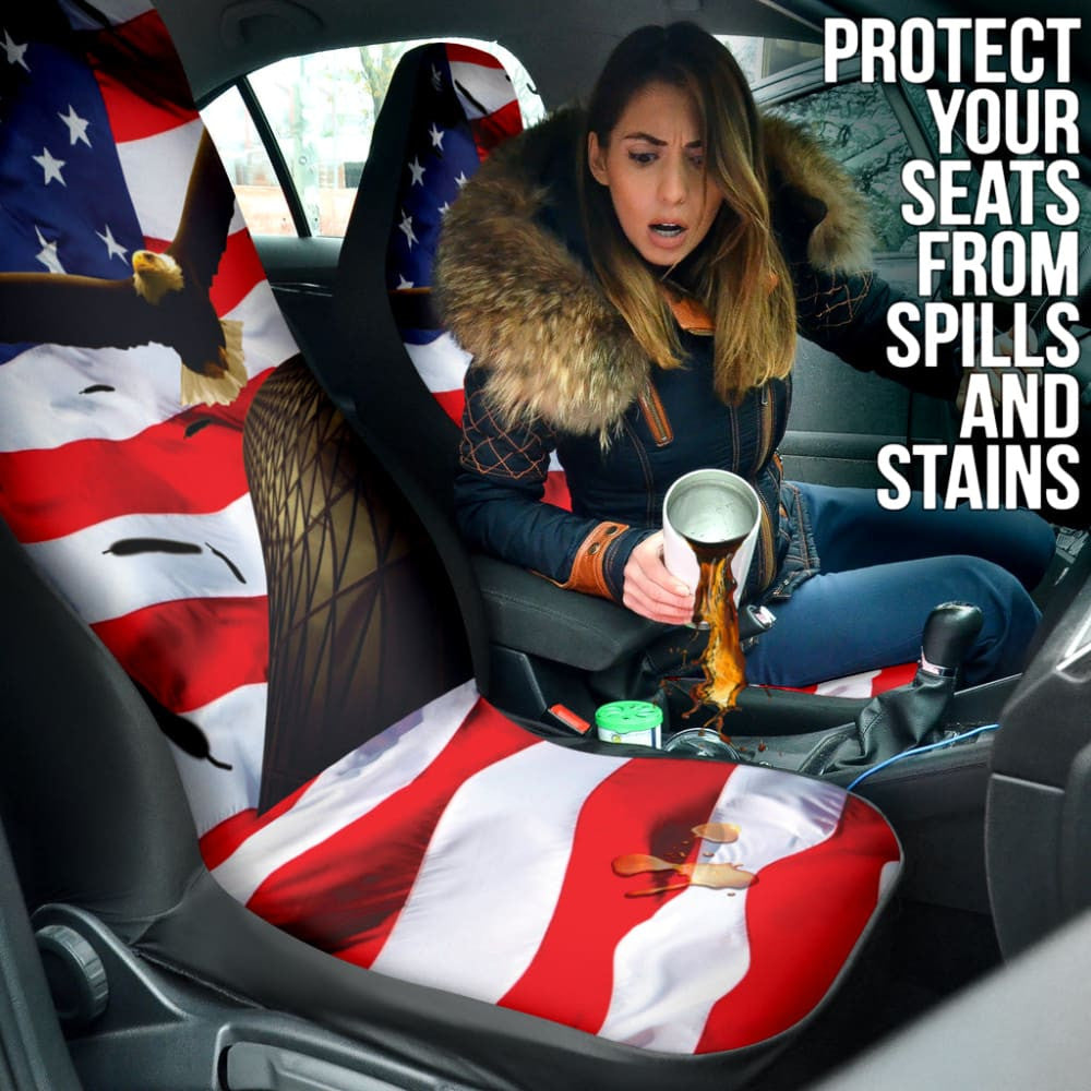 Eagle Fly American Flag Day Car Seat Covers Amazing