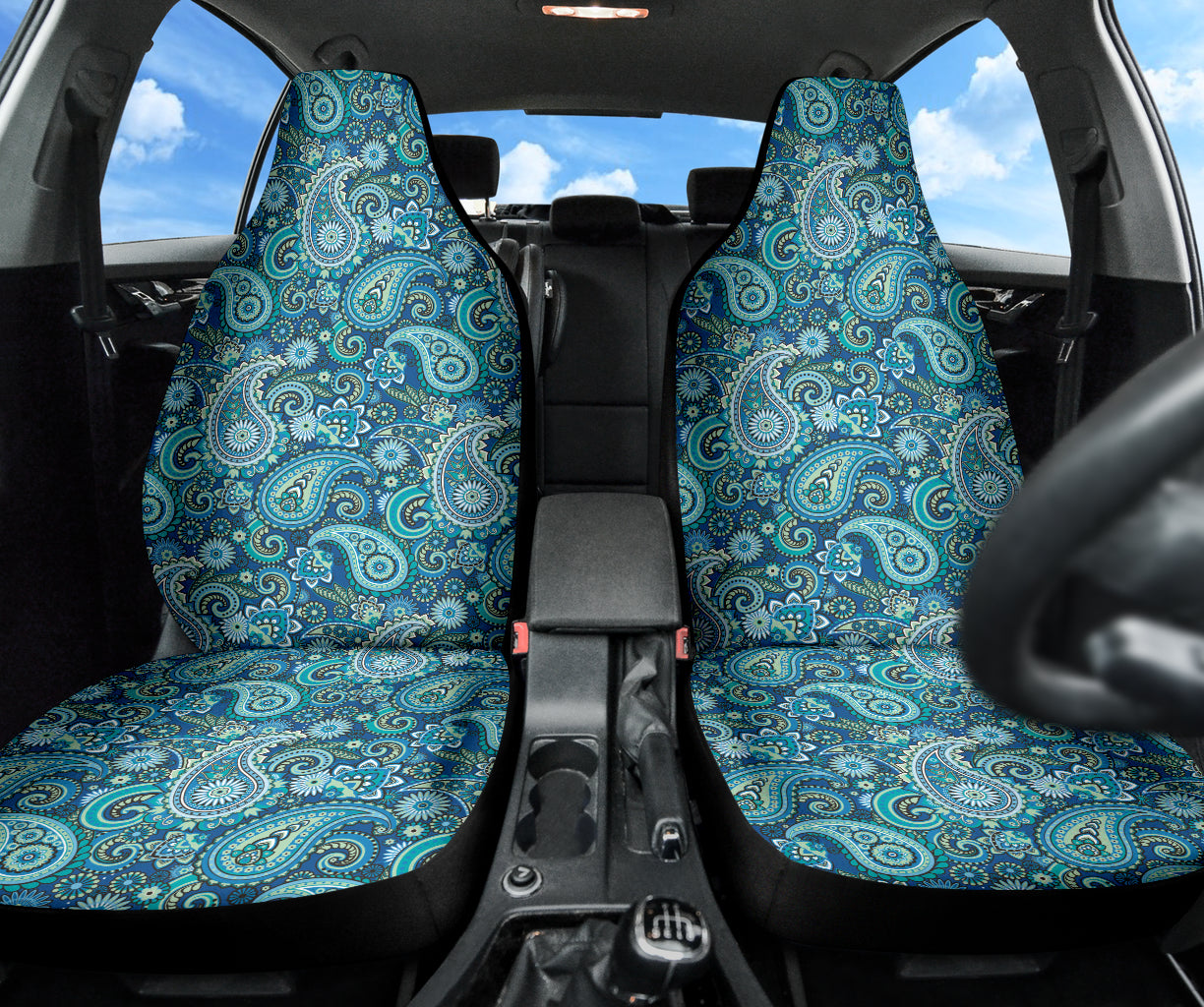 Blue Paisley Pattern Car Seat Covers