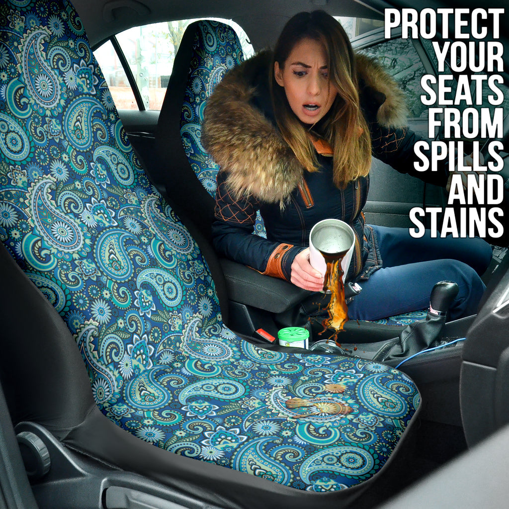 Blue Paisley Pattern Car Seat Covers