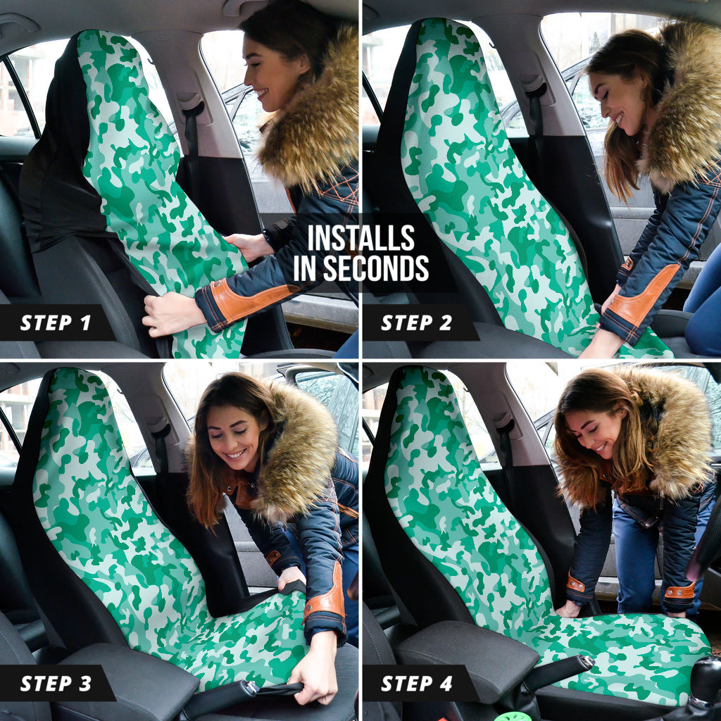 Cool Mint Green Camo Car Seat Covers