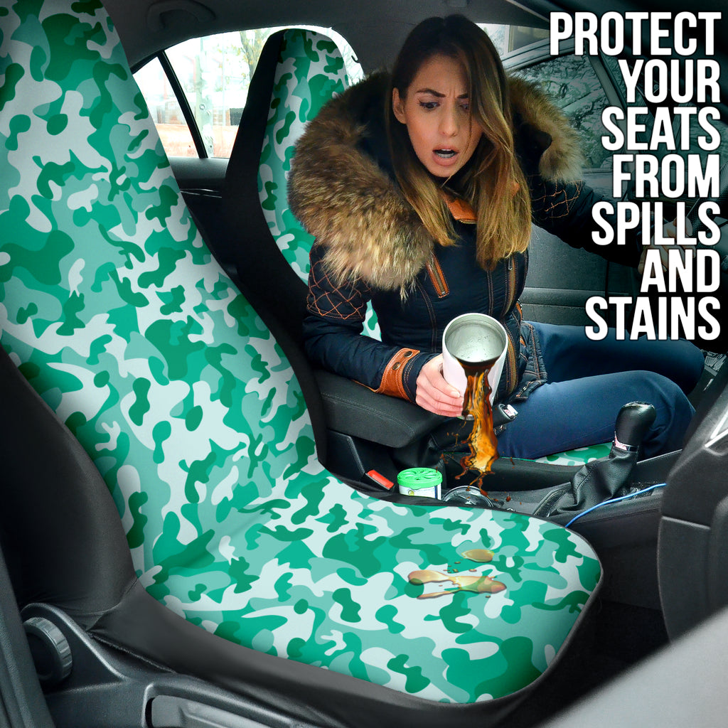 Cool Mint Green Camo Car Seat Covers