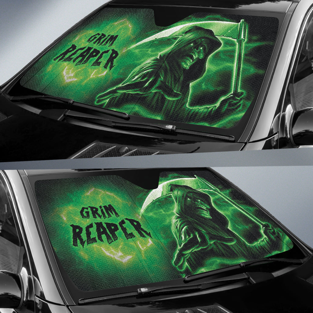 Skull Gothic Horror Grim Reaper Skull Car Auto Sun Shades