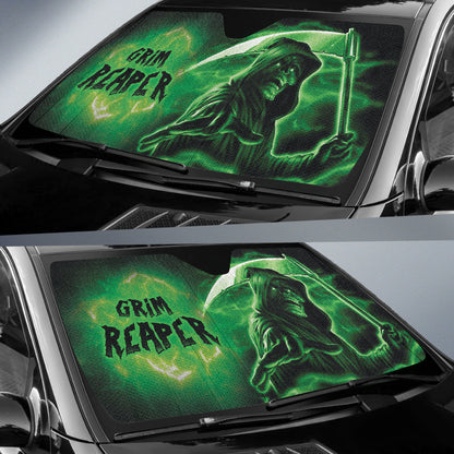 Skull Gothic Horror Grim Reaper Skull Car Auto Sun Shades