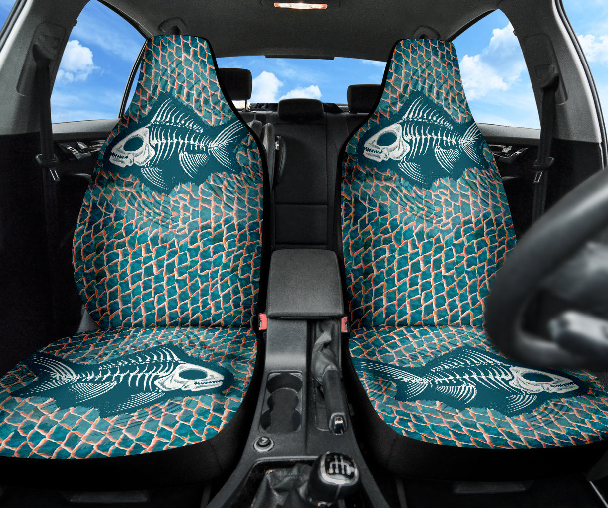 Fish Bone Art Fishing Car Seat Covers