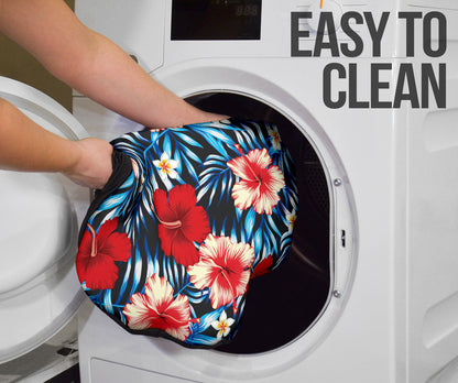 Red Blue Hibiscus Hawaiian Flower Pattern Car Seat Covers