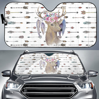 Deer Boho Arrow Feather Car Auto Sun Shades