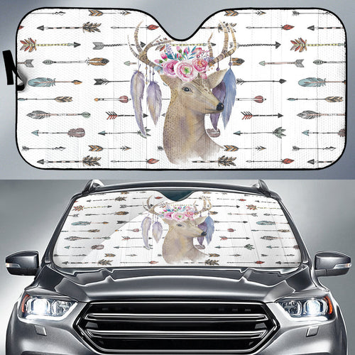 Deer Boho Arrow Feather Car Auto Sun Shades