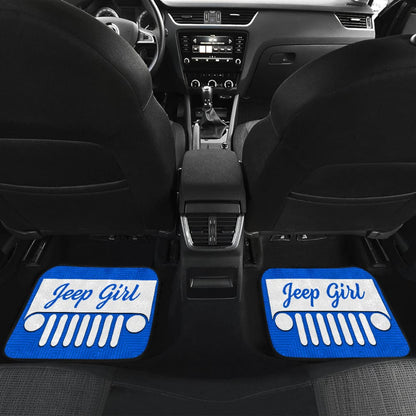 Jeep Girl Car Floor Mats Blue Pattern