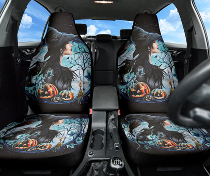 Witch Black Cat Car Seat Covers