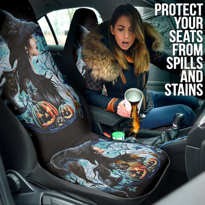 Witch Black Cat Car Seat Covers