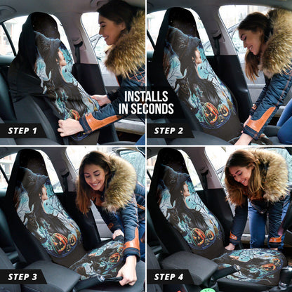 Witch Black Cat Car Seat Covers