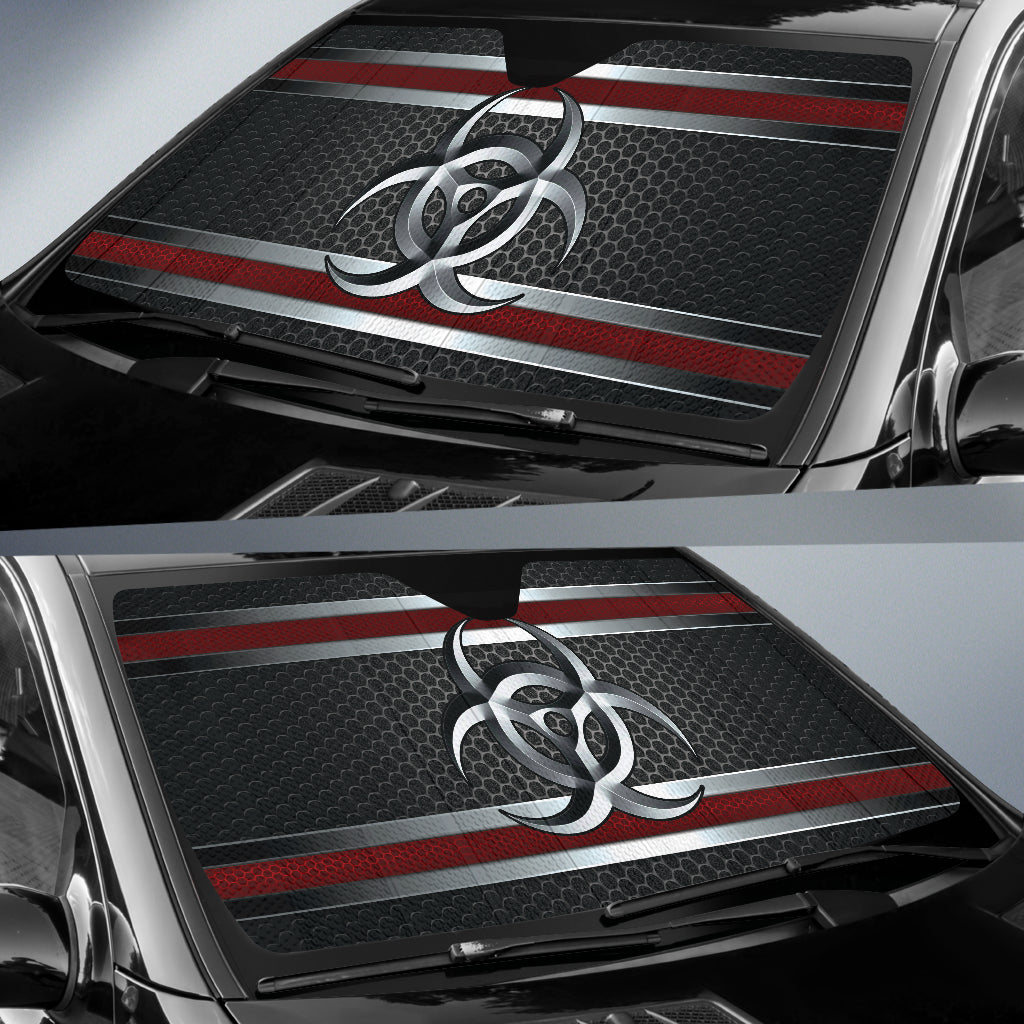 Biohazard Red Hole Metal Printing Car Auto Sun Shades
