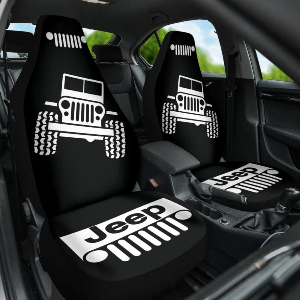 Jeep Offroad Wobble White Black Car Seat Covers Custom