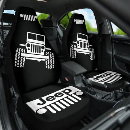 Jeep Offroad Wobble White Black Car Seat Covers Custom