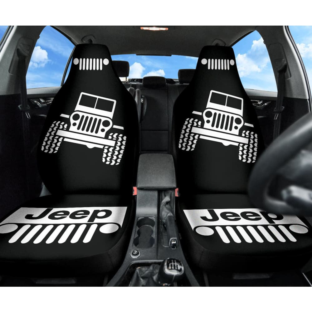 Jeep Offroad Wobble White Black Car Seat Covers Custom