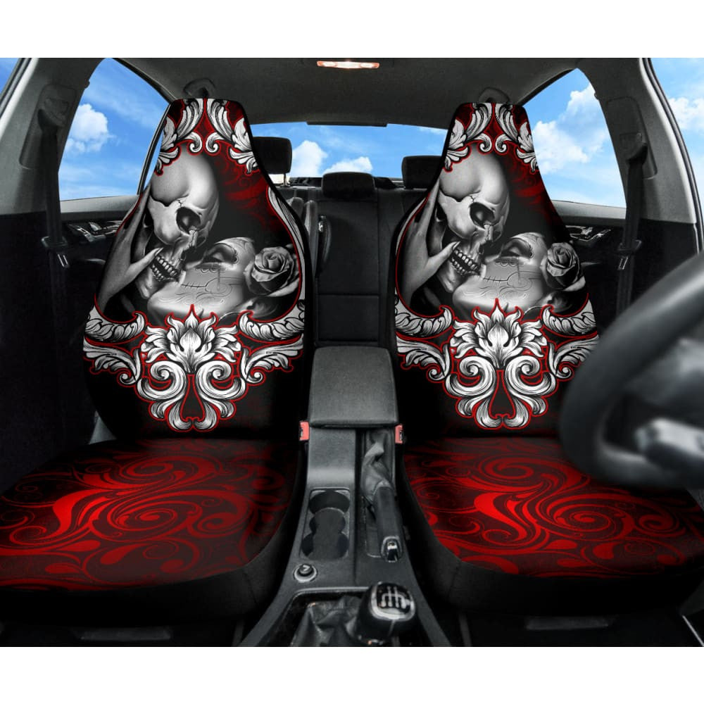Love Kissing Skeleton Sugar Skull Gothic Car Seat Covers Custom