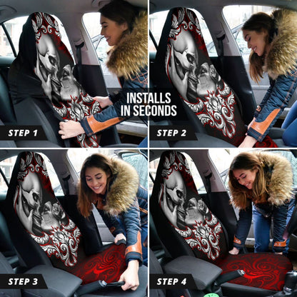 Love Kissing Skeleton Sugar Skull Gothic Car Seat Covers Custom