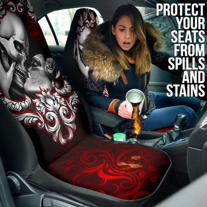 Love Kissing Skeleton Sugar Skull Gothic Car Seat Covers Custom