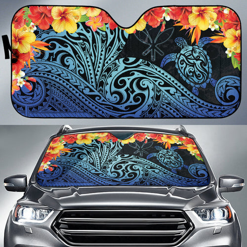 Kanaka Maoli (Hawaiian) Car Auto Sun Shades Sea Turtle Tropical Hibiscus And Plumeria