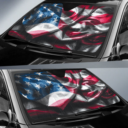 American Flag Wrinkle Car Auto Sun Shades