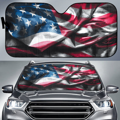 American Flag Wrinkle Car Auto Sun Shades