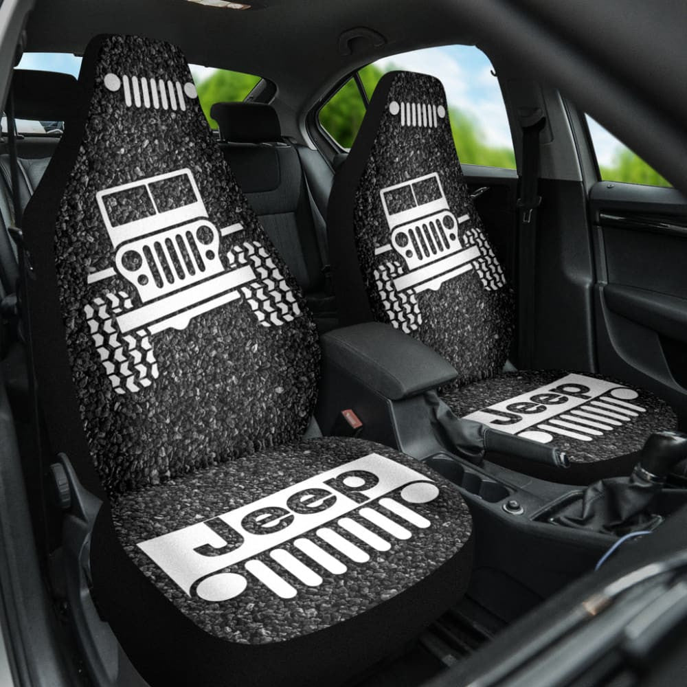 Amazing Jeep Offroad Gray White Asphalt Car Seat Covers Custom