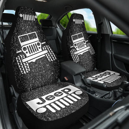 Amazing Jeep Offroad Gray White Asphalt Car Seat Covers Custom