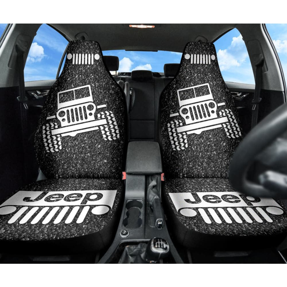 Amazing Jeep Offroad Gray White Asphalt Car Seat Covers Custom