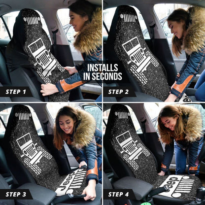 Amazing Jeep Offroad Gray White Asphalt Car Seat Covers Custom