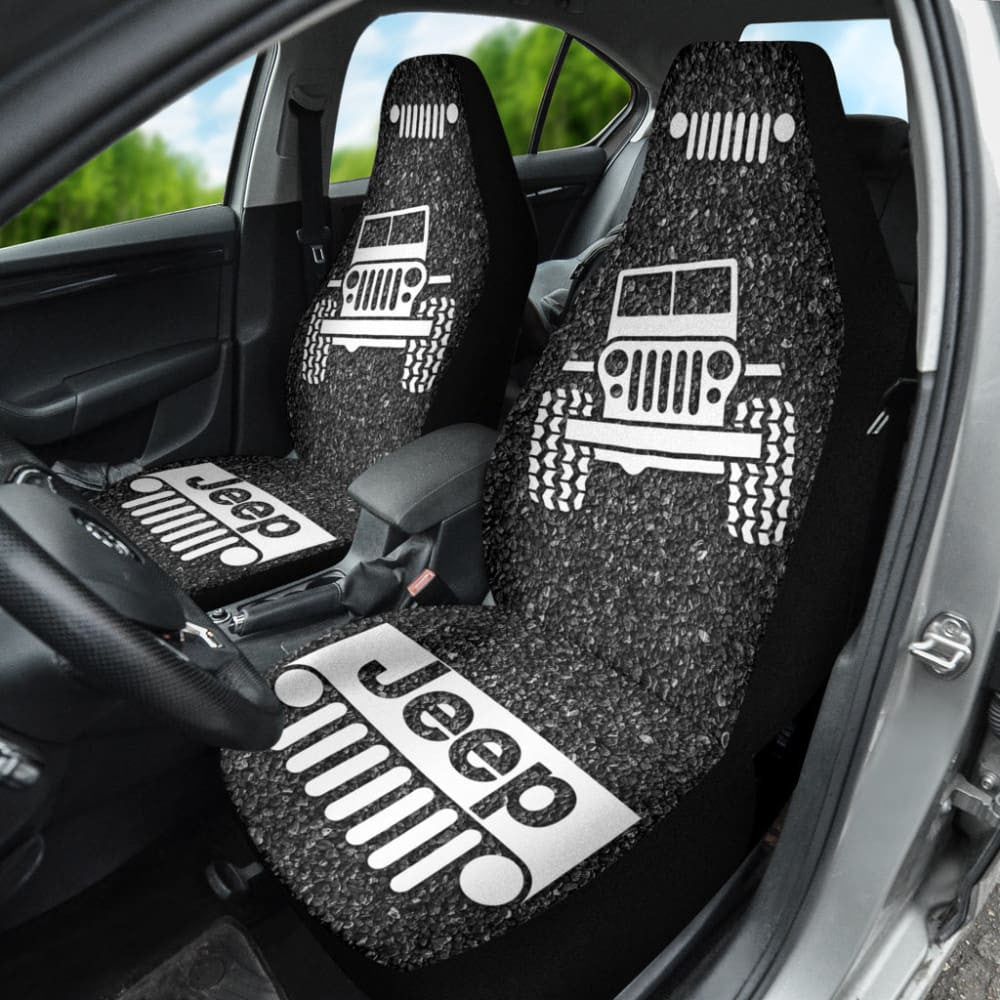 Amazing Jeep Offroad Gray White Asphalt Car Seat Covers Custom