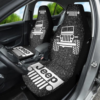 Amazing Jeep Offroad Gray White Asphalt Car Seat Covers Custom
