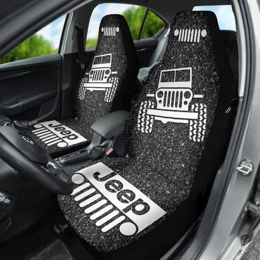 Amazing Jeep Offroad Gray White Asphalt Car Seat Covers Custom