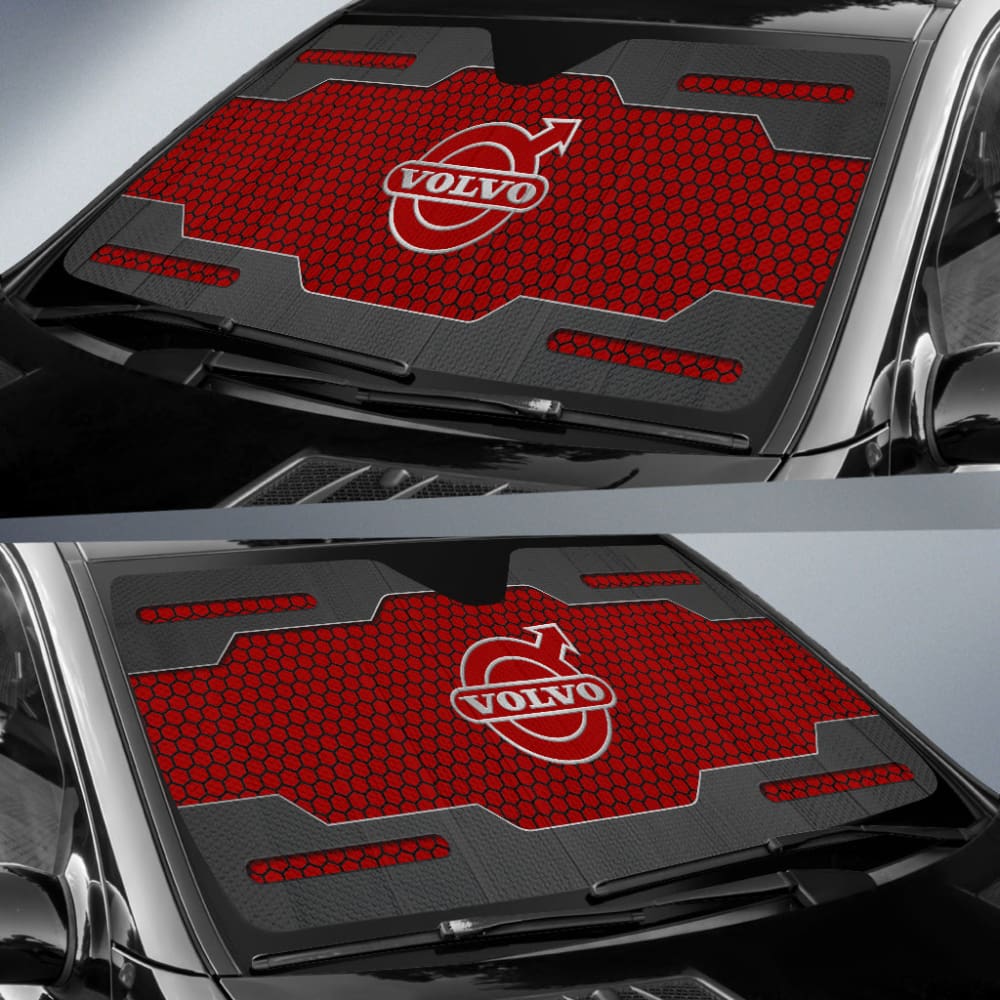 Volvo Black And Red Themed Printed Car Accessories Car Auto Sun Shades