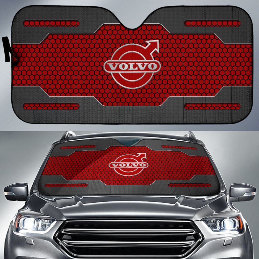 Volvo Black And Red Themed Printed Car Accessories Car Auto Sun Shades