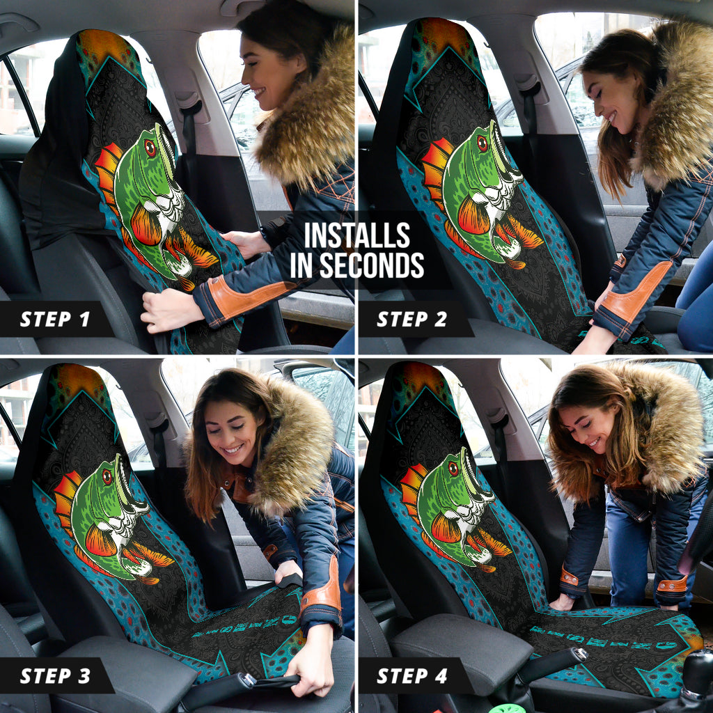 Largemouth Bass Fishing Pattern Printing Car Seat Covers