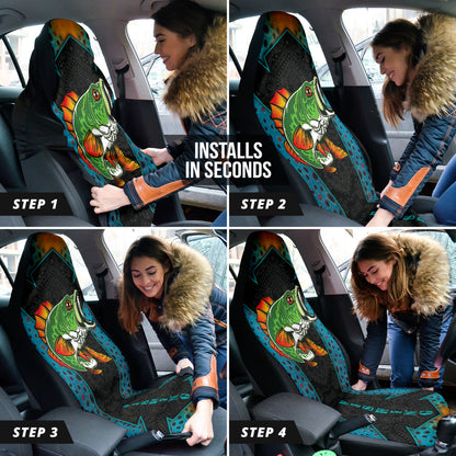 Largemouth Bass Fishing Pattern Printing Car Seat Covers