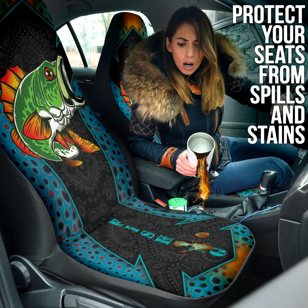 Largemouth Bass Fishing Pattern Printing Car Seat Covers