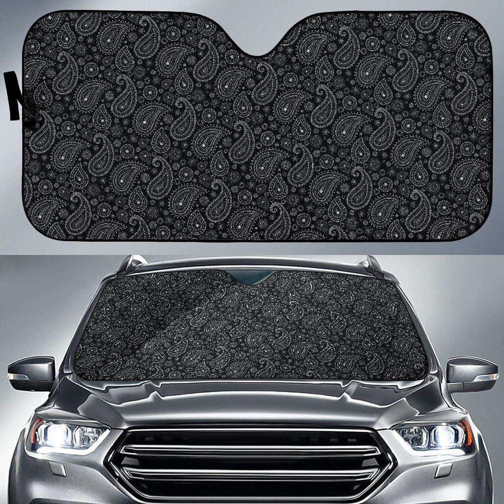 Black Paisley Pattern Car Auto Sun Shades