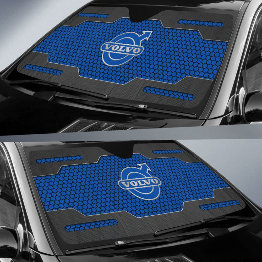 Volvo Black And Blue Themed Printed Car Accessories Car Auto Sun Shades
