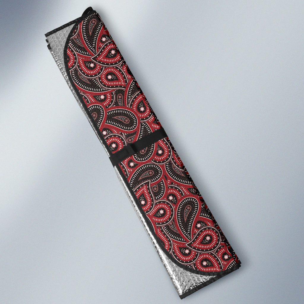 Red Paisley Pattern Car Auto Sun Shades