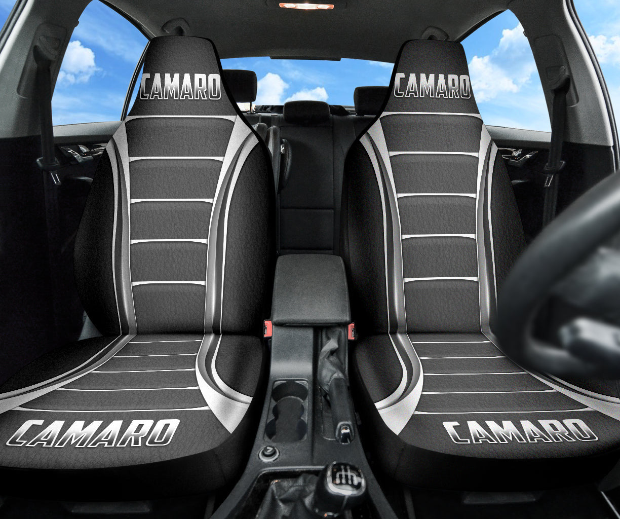 Camaro Silver Car Seat Covers
