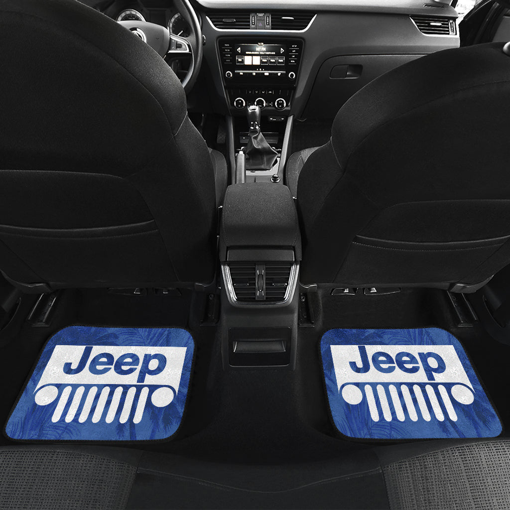 Jeep Offroad Blue White Beach Palms Style Car Floor Mats